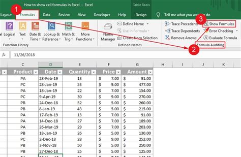 excel cell showing formula